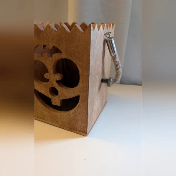 Frankenstein Wooden Halloween Lantern with Rope Handle - Picture 3 of 7